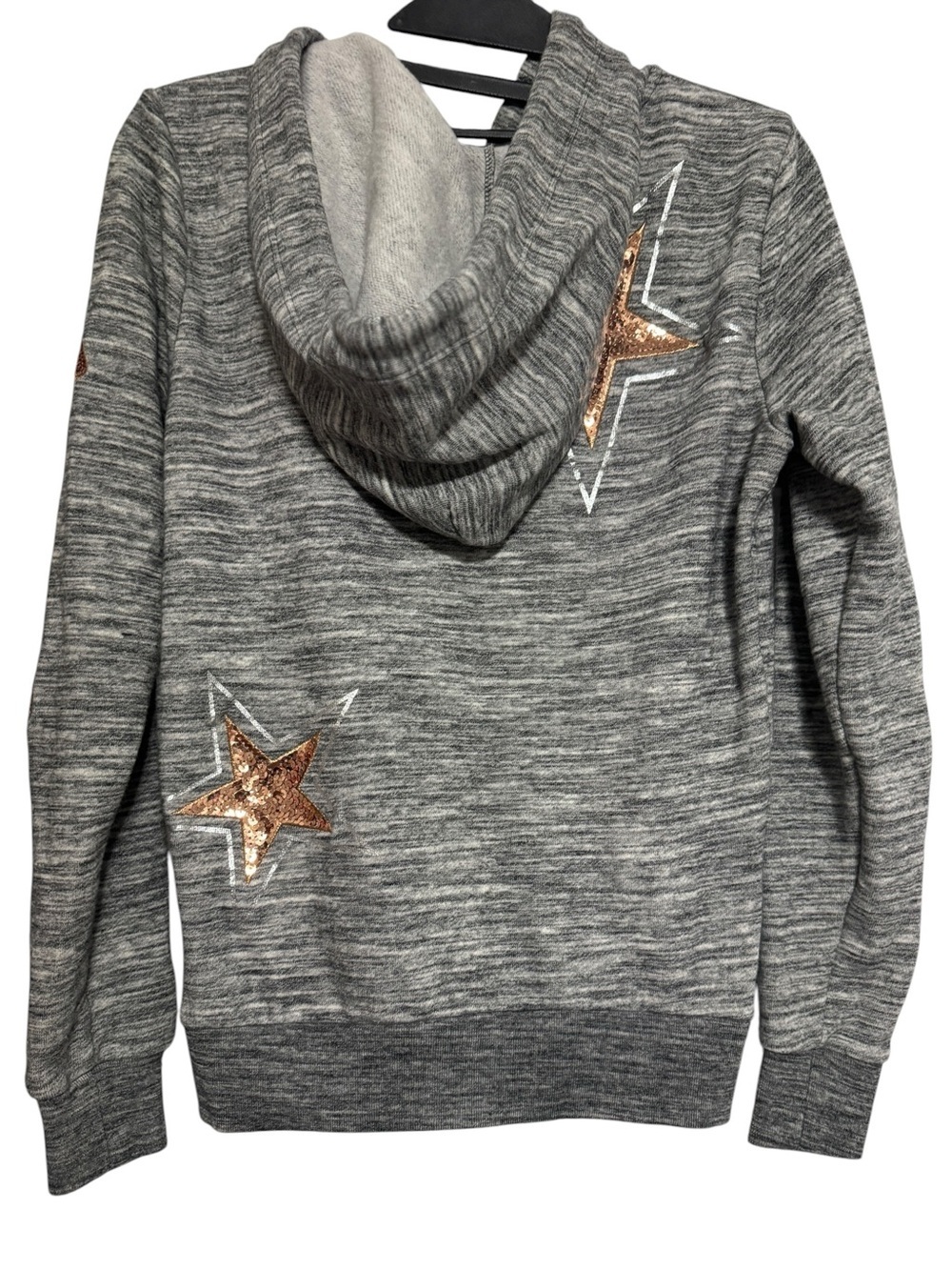 Victoria's Secret PINK Perfect Full-Zip Bling Hoodie Gray & rose gold sequins XS - Picture 5 of 6